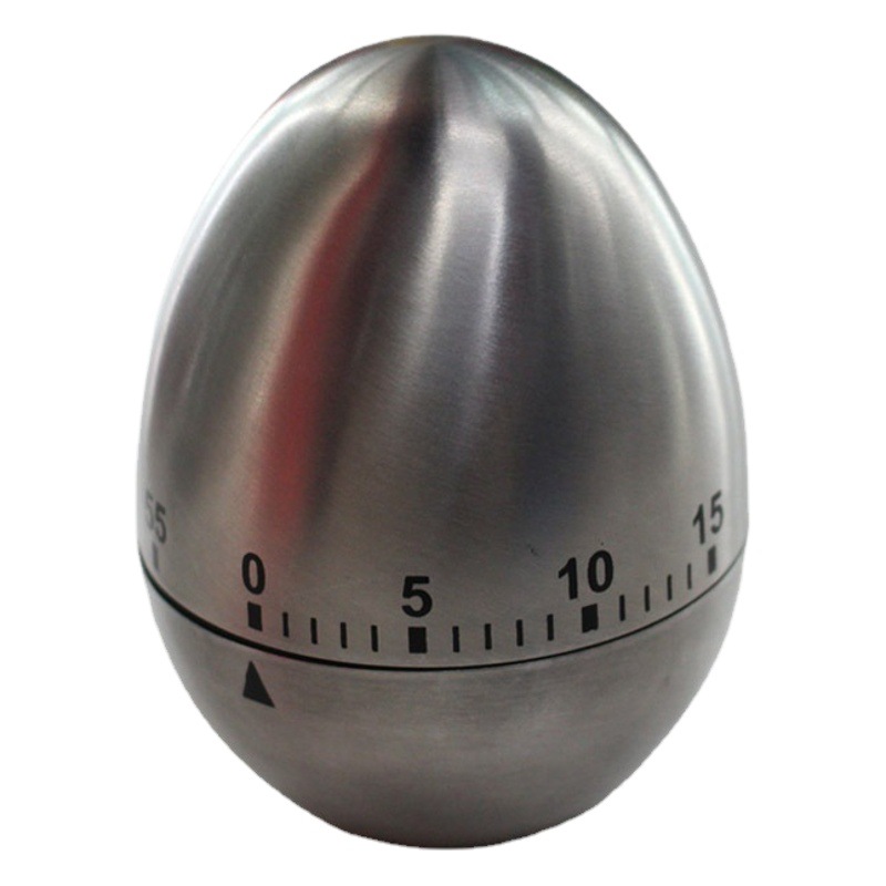 60-Minute Stainless Steel Egg-Shaped Mechanical Timer Kitchen Soup Timer Reminder