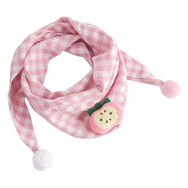 Autumn and winter plaid children's triangle scarf all-match for boys and girls Korean cartoon cotton baby saliva towel small scarf
