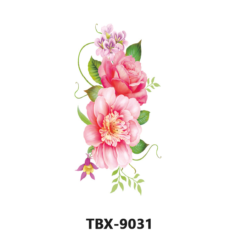 Picture of Waterproof sweat female flower tattoo stickers plant flower party sexy rose peony plum tattoo stickers tattoo