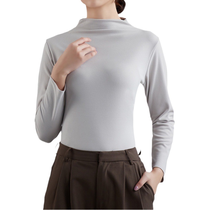 Picture of De velvet half turtleneck bottoming shirt for women autumn and winter New thickened warm inner wear long sleeve T-shirt tight top