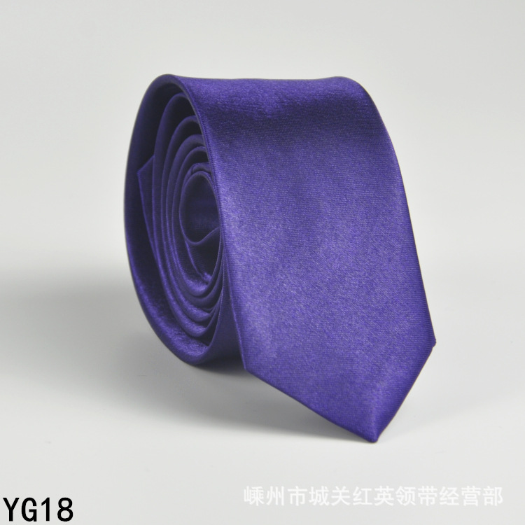 Picture of Solid color tie men's casual 5cm Korean style artificial silk narrow tie for workplace wedding business administrative wholesale