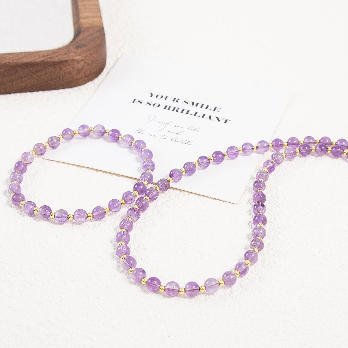 Picture of Natural Advanced Amethyst French Romantic Necklace Niche Design Simple Beaded Necklace Women's Bracelet Spring and Summer
