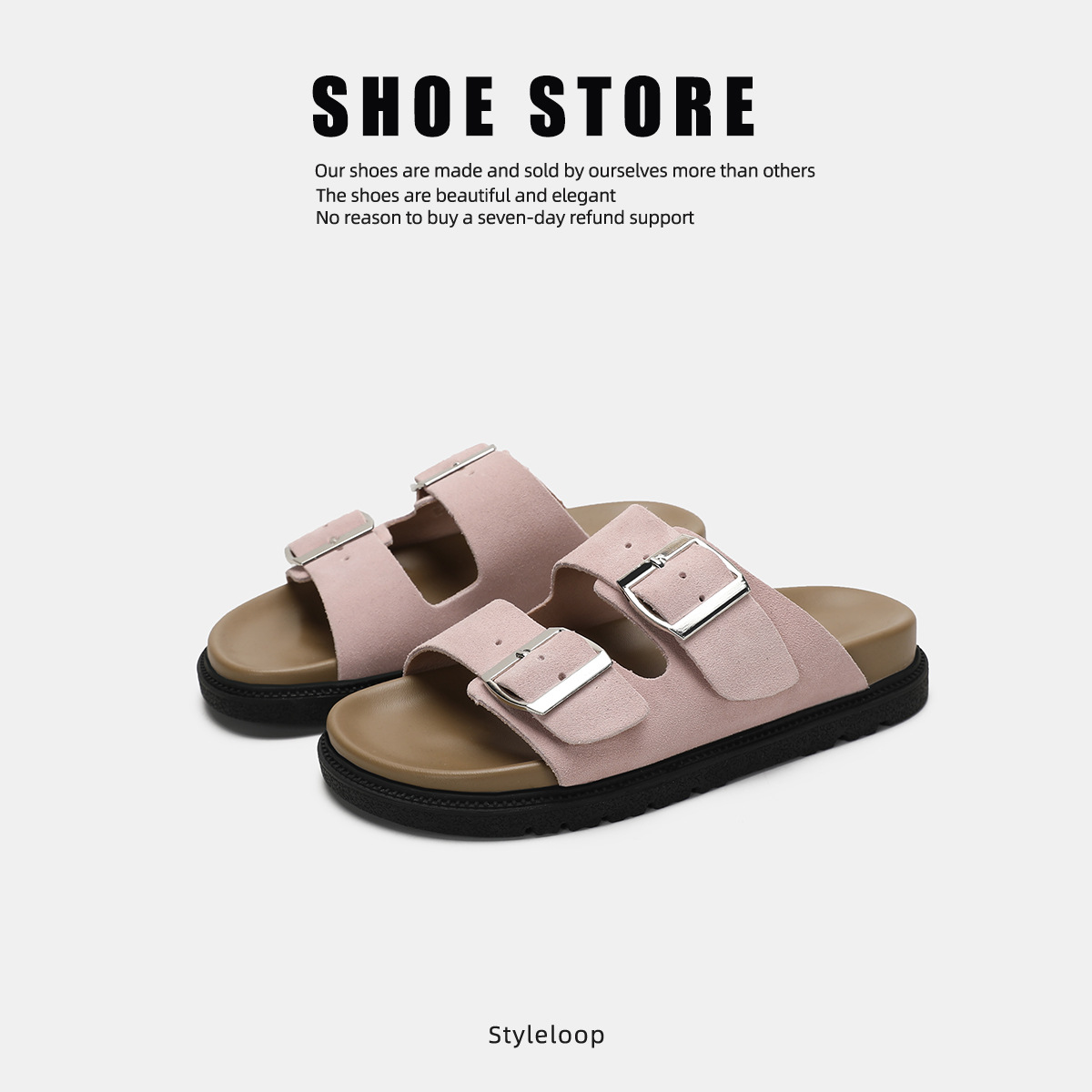 in stock Soft Bottom Genuine Leather Birkenn Slippers Women's Summer Wearing 2025 New Thick Bottom Casual Flat Double-breasted Sandals