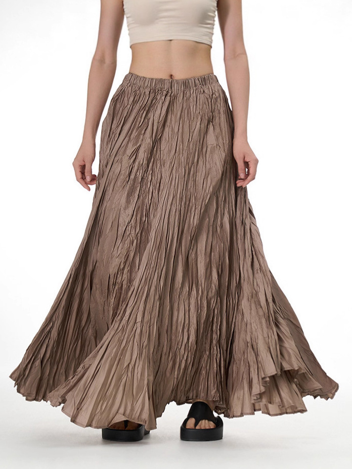 8-meter pleated long skirt, 360-degree pleated skirt, irregular extra-long floor-length umbrella skirt, slimming pleated midi skirt