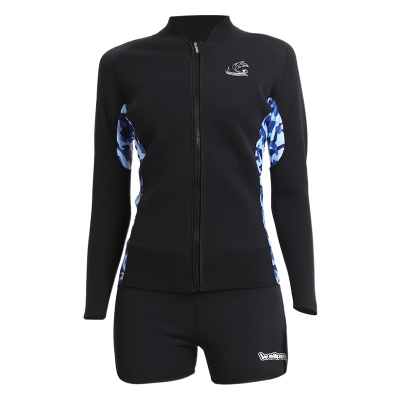 1.5mm Split Wetsuit Long-Sleeved Shorts Wetsuit Snorkeling Suit Zipper Women's Quick-Drying Sailing Surfing Suit