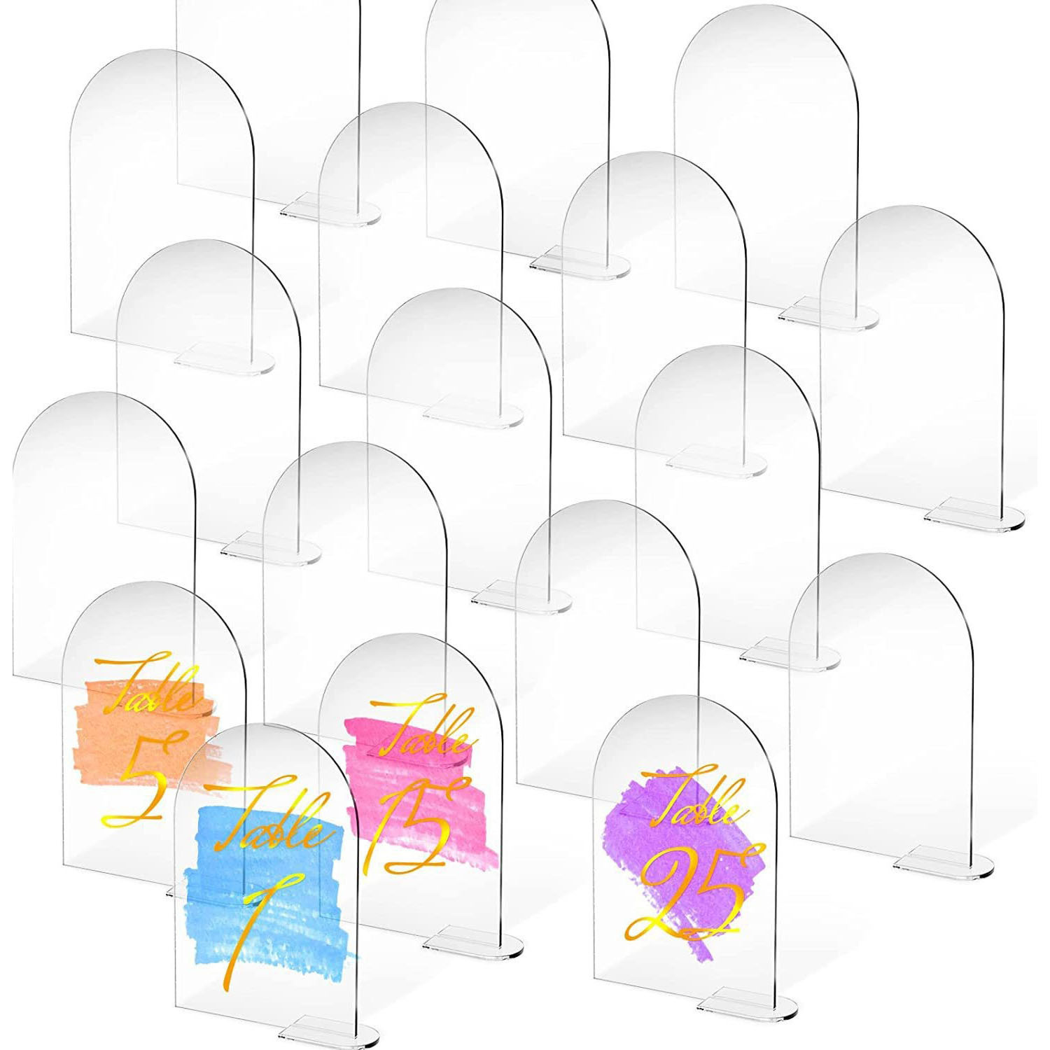 DIY acrylic arched semicircular seat card blank transparent acrylic party ornaments wedding table card