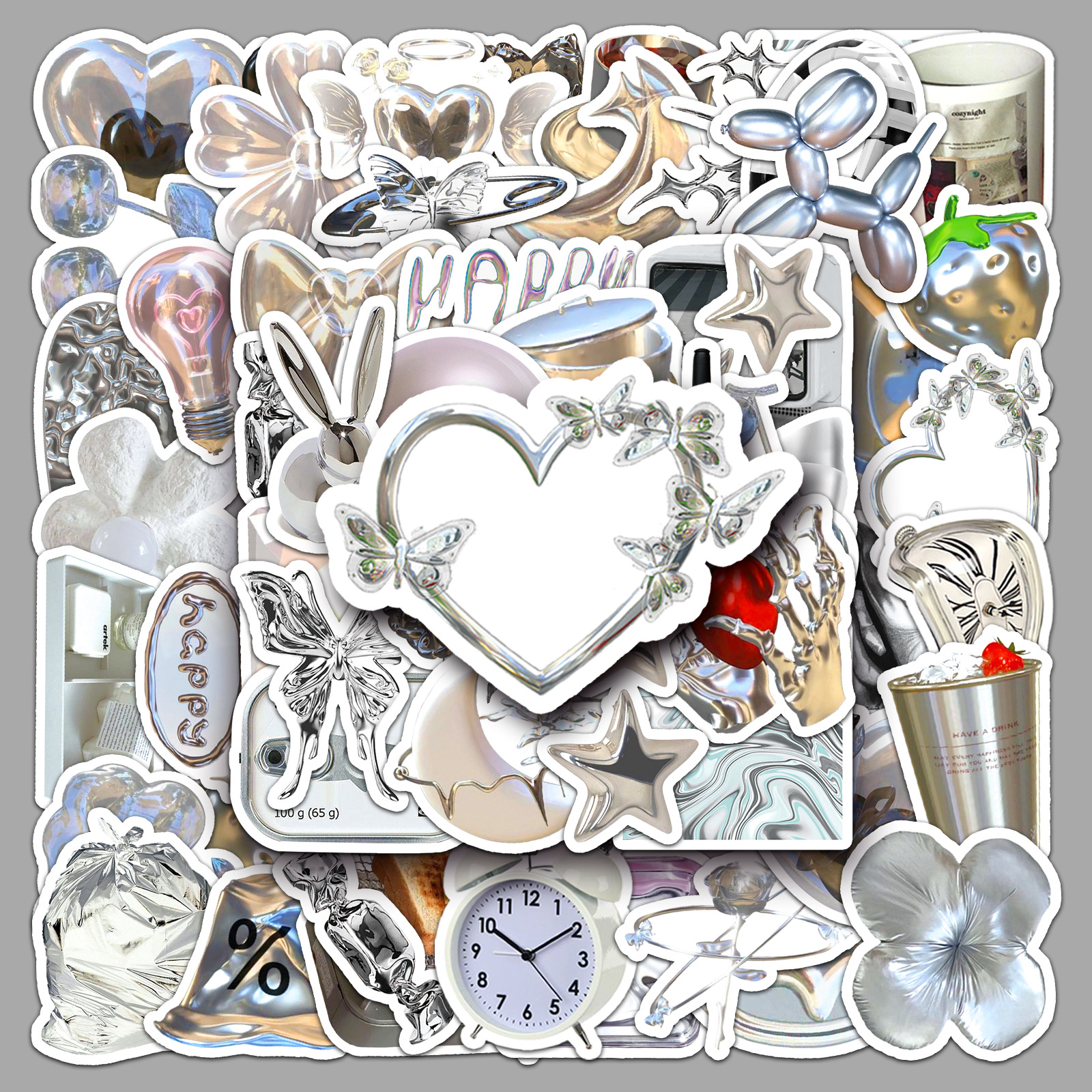 Picture of 50 silver ins style graffiti hand account goo card small fresh DIY mobile phone case luggage sticker waterproof sticker