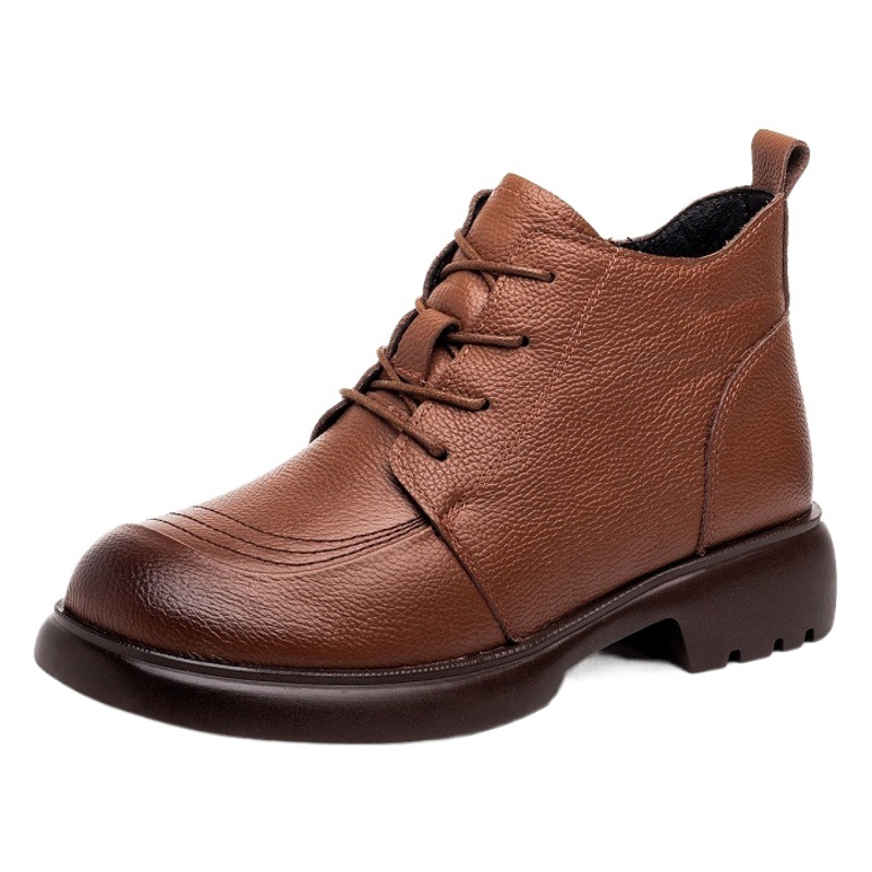 Non-Refundable and Non-Exchangeable [Clearance] Non-Slip Women's Velvet Genuine Leather Mother's Short Boots First Layer Cowhide Middle-Aged Women's Boots