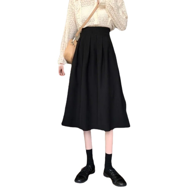 Picture of 2022 Summer New plus size chubby girl Skirt Women's High Waist Mid-length A- line Skirt Small Black Hip Skirt