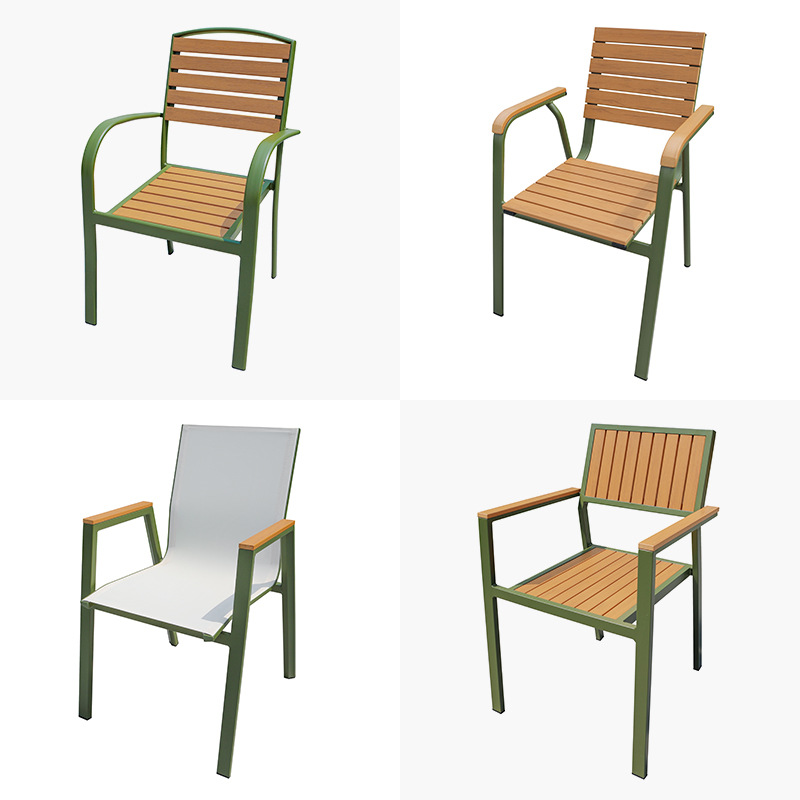 Picture of Outdoor tables and chairs, courtyard garden villa exterior shelves, waterproof, explosion-proof, sun-resistant, outdoor leisure plastic-wood tables, aluminum alloy dining tables and chairs