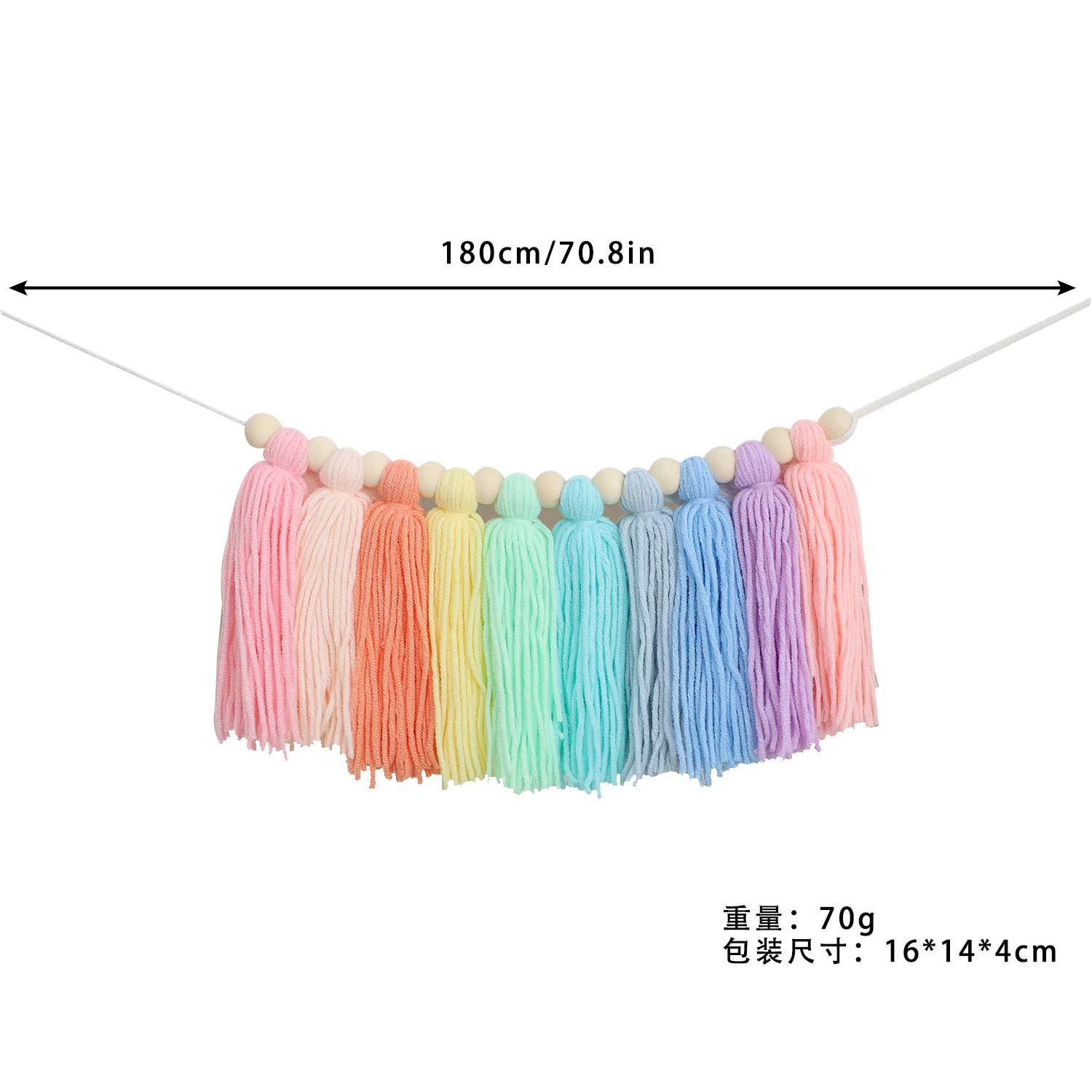 Picture of ins decorative Bohemian tassel banner handmade tassel garden, children's room decoration party banner