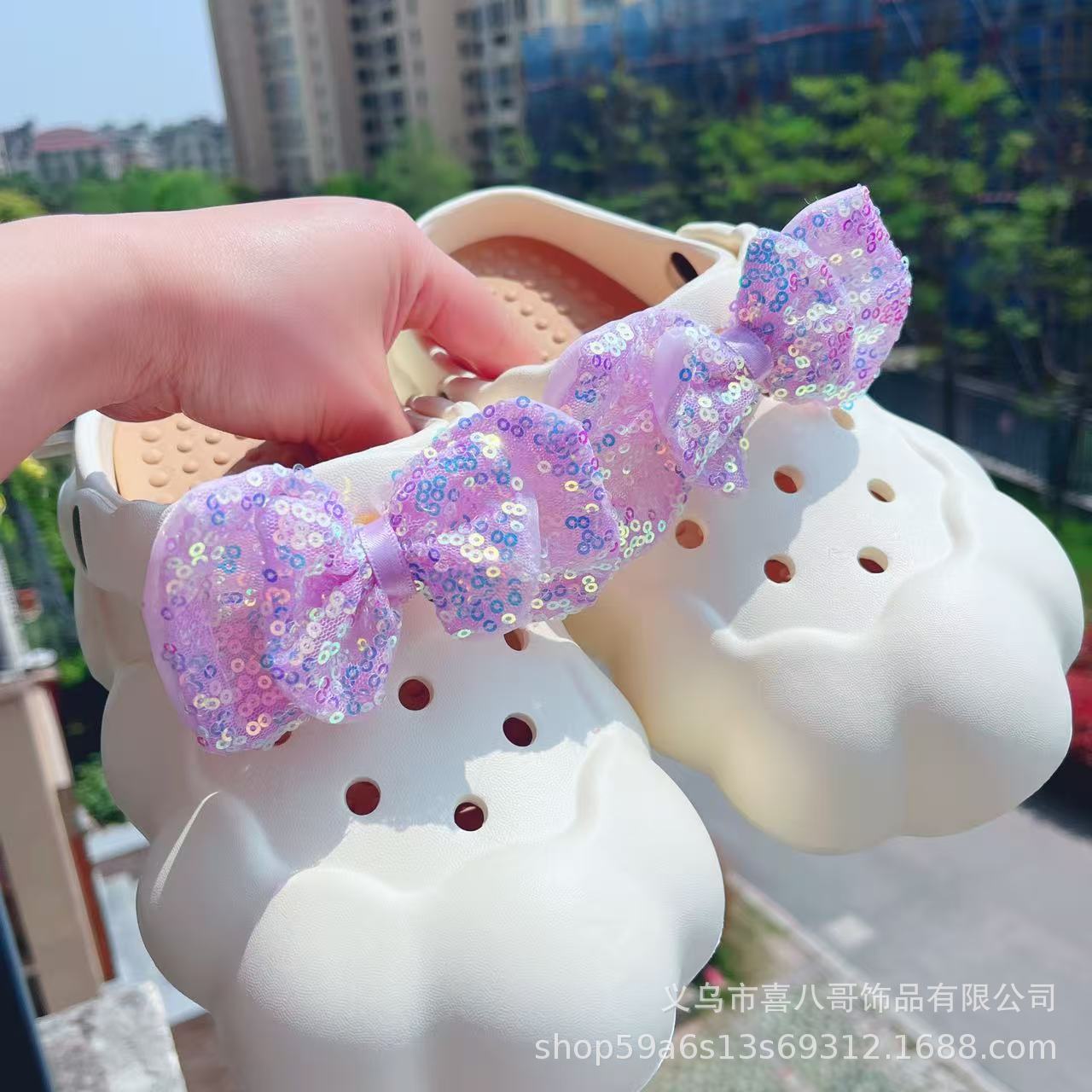 Little Red Book's Same Style Cute Bow Shoe Accessories Detachable Clogs Shoe Flowers Handmade DIY Garden Shoe Buckles