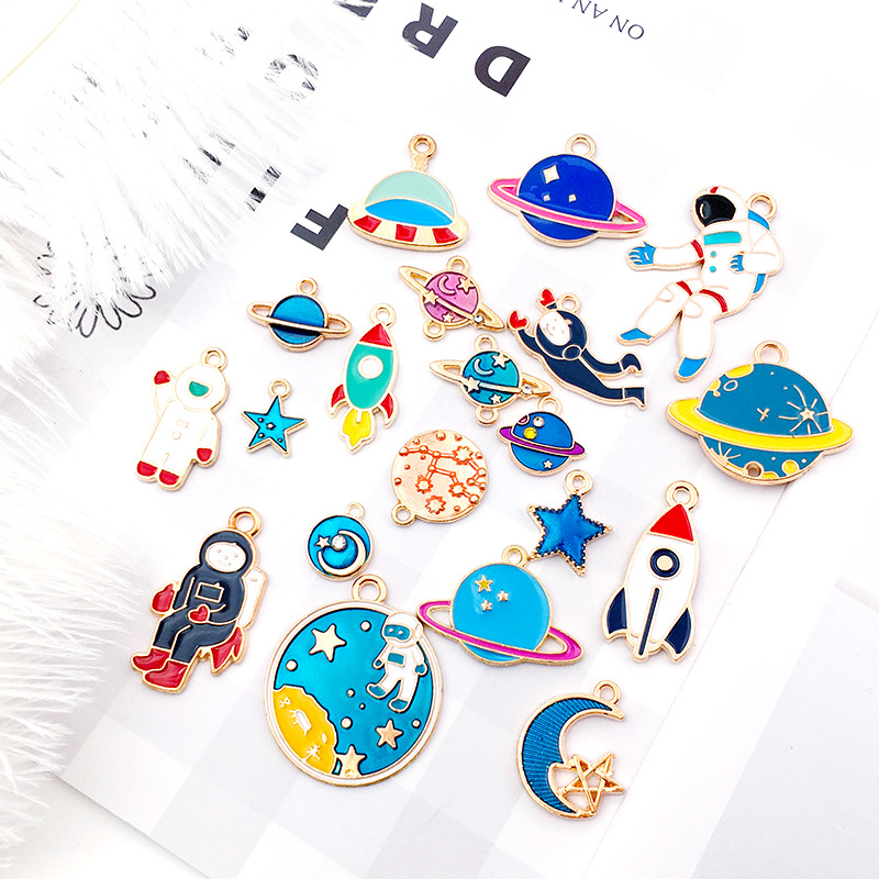 Picture of 1 Astronaut Space Rocket Star Accessory Alloy Oil Drop Pendant Earrings Bracelet Pendant Space Fashion Jewelry
