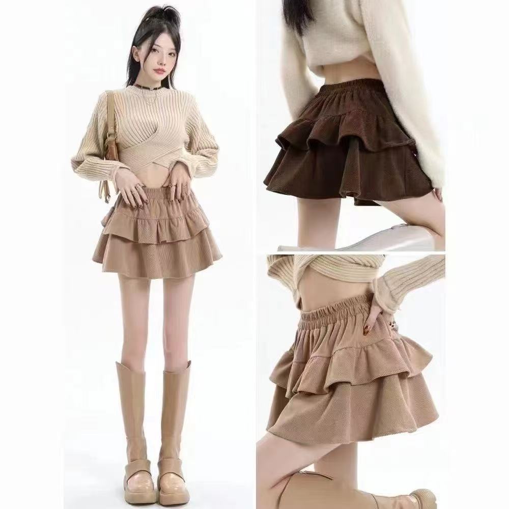 High Waist Brown Color Tapered Skirt Slimming Skirt Skirt Small One New Style Spring Autumn Winter Women's Cake Skirt A- Word Sweet