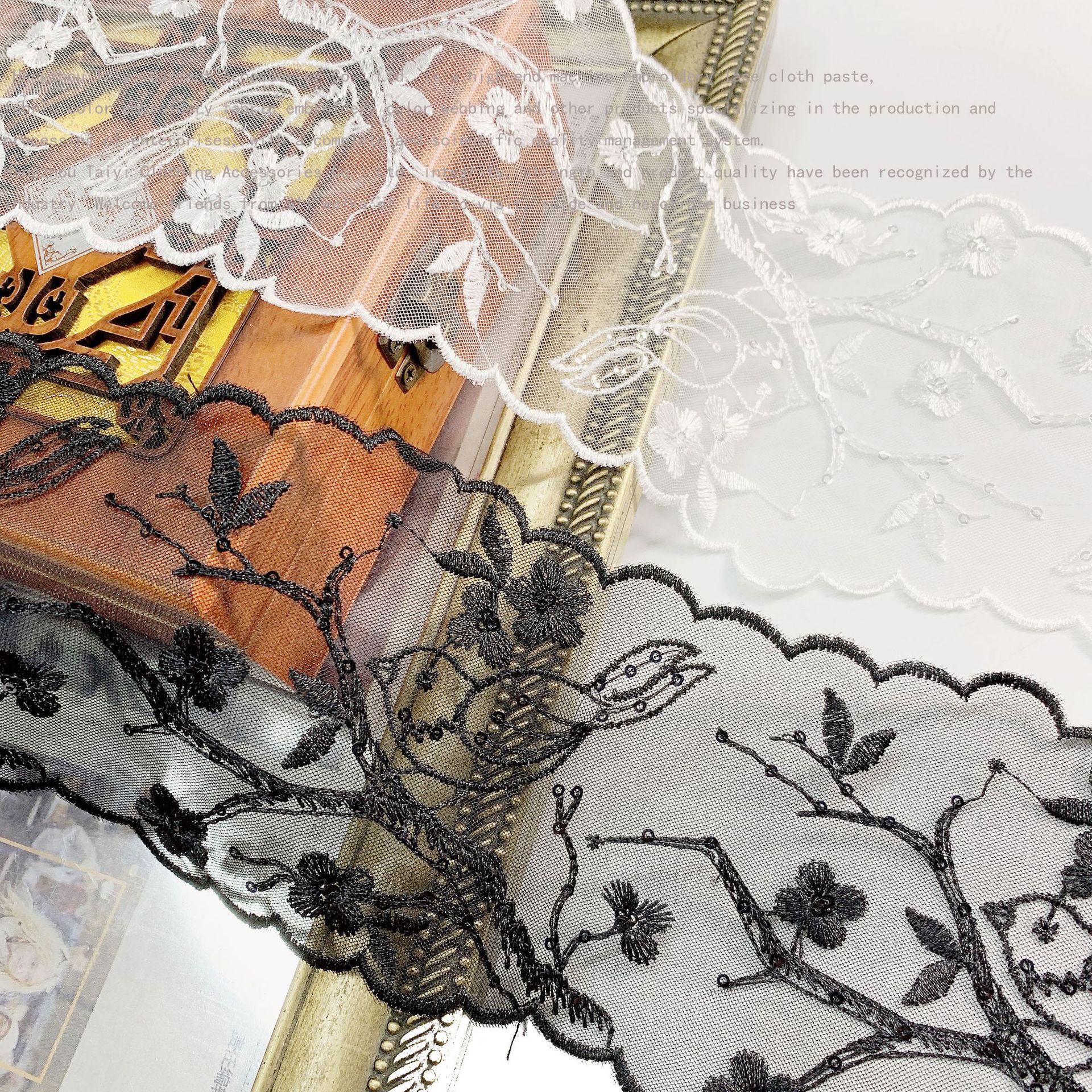 Polyester Bright Bead Water Soluble Embroidery Lace Garment Accessories Curtain Flower Tree Wave Mesh Bar Code Lace