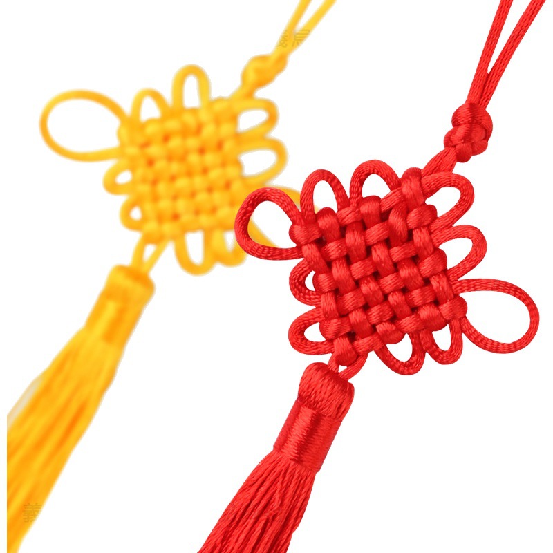 Chinese Knot Small Tassel Pendant Red Mini Chinese Bow Lanyard Tassel Wholesale Safe Six-Plate Small Chinese Knot