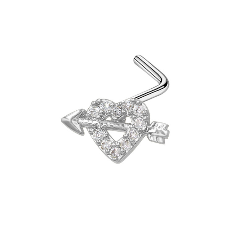 Picture of Gabe Europe and the United States cross-border heart pendant zircon puncture nose nail bee nose ring L rod nose nail puncture factory outlet