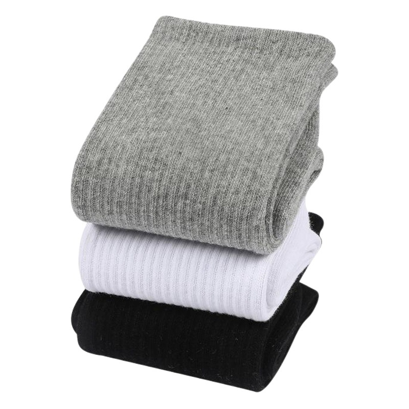 Black and White Solid Color Socks Men's Autumn and Winter Korean Style ulzzang Hong Kong Style Cotton Socks Sports Stockings ins Mid-length Socks Women's Zhuji