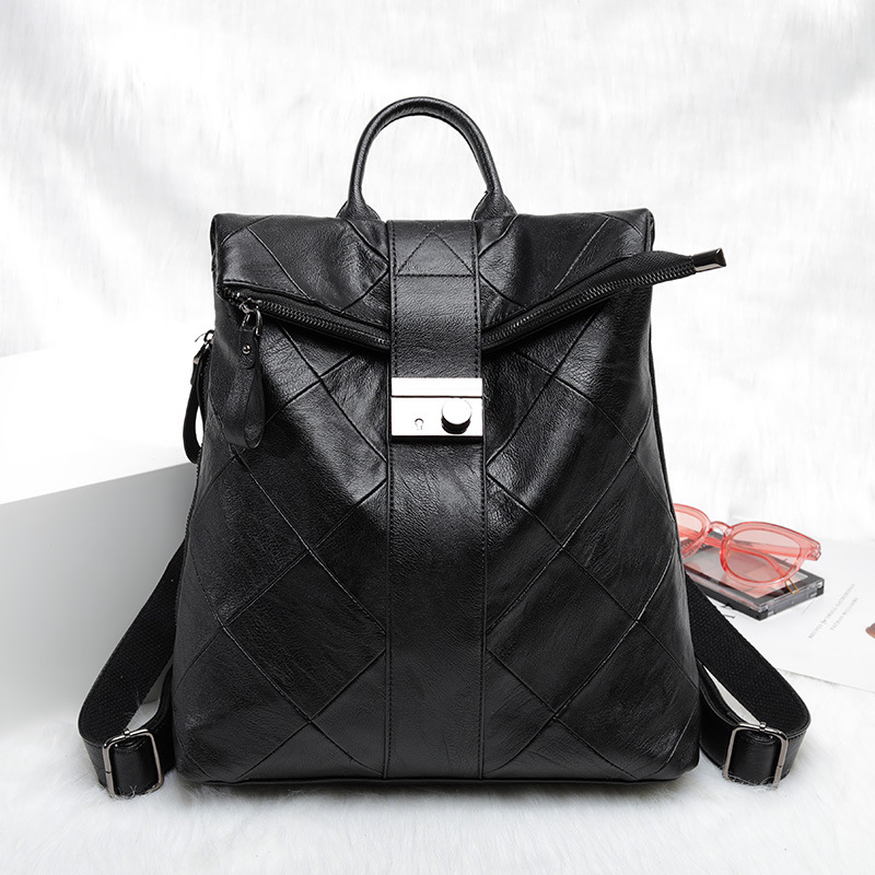 Picture of Women's Bag 2025 New Fashion Soft Leather Stitching Backpack Women's Korean-style All-match Lock Women's Backpack Handbag
