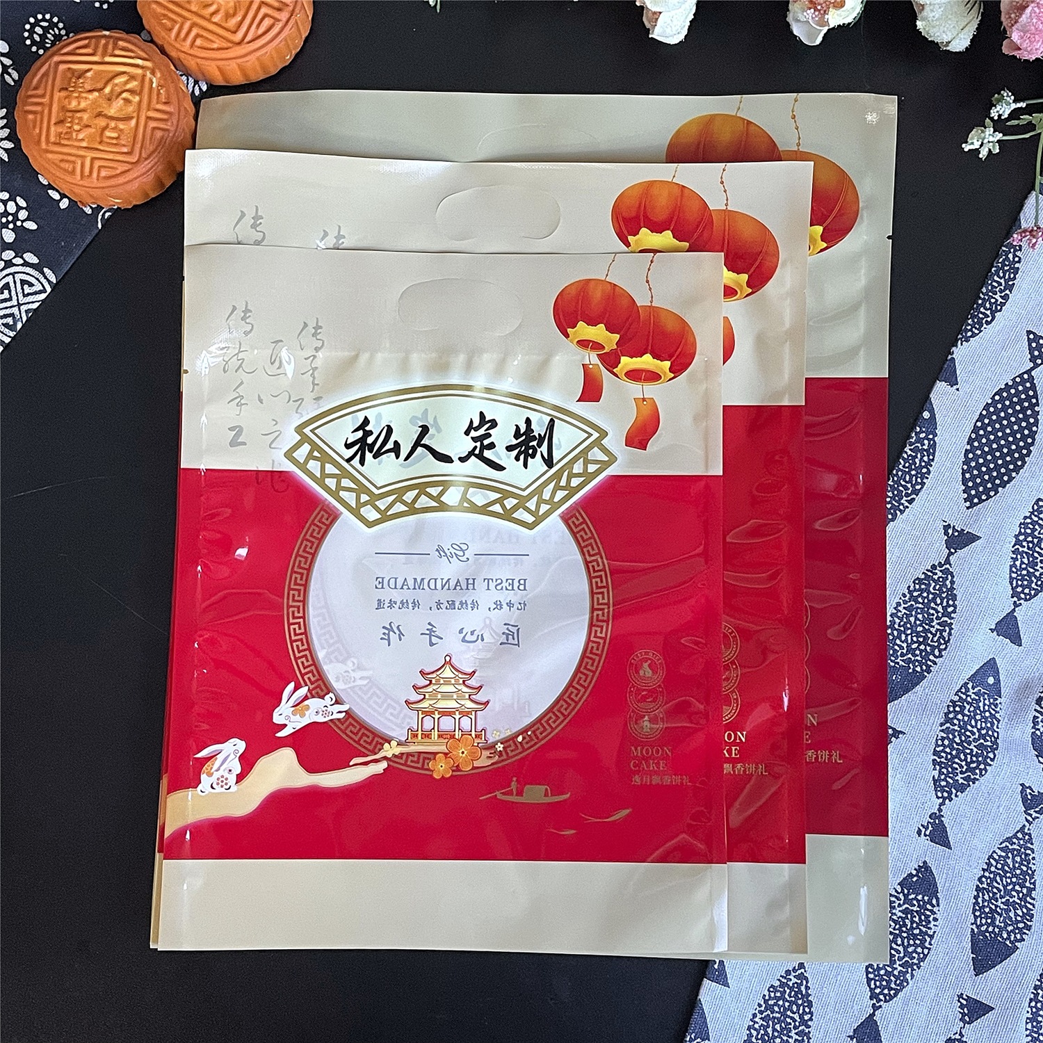 500g 1000g 1kg 3kg 4kg big moon cake bag private jade rabbit plastic mid-autumn moon cake packaging bag