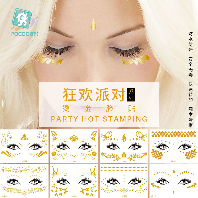 Picture of Cross-border Supply Waterproof Bronzing Electric Syllable Tattoo Sticker European and American Carnival Party Face Sticker Masquerade Freckles