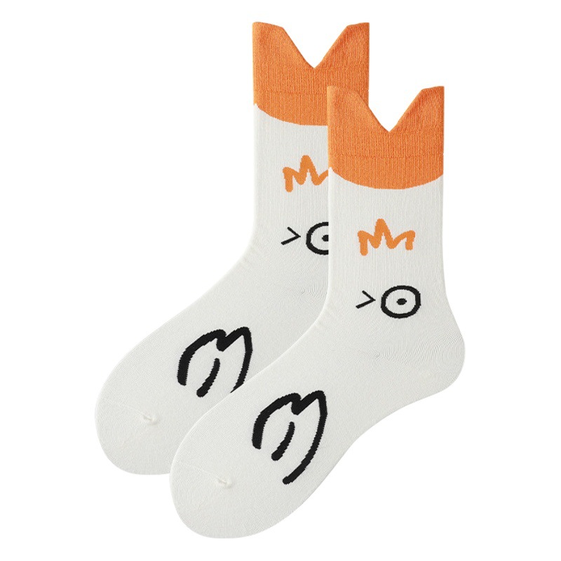 Socks Women's Cartoon Yellow Duck Cute Japanese Style Mid-length Socks Pure Cotton Trendy Socks High-barbed Stockings Street Zhuji Socks