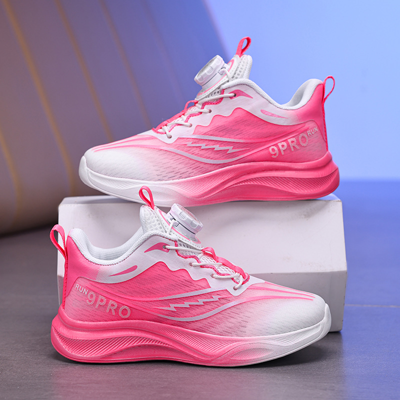 Girls' Breathable Sneakers with Rotating Buckle 2025 Spring and Autumn New Style Red Rabbit Children's Shoes Soft Sole Boys' Running Shoes Trendy