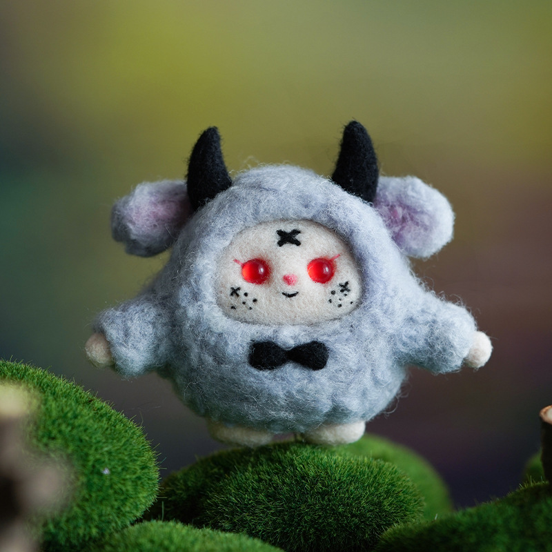 Picture of Velvet rabbit New Year Cartoon Doll wool felt pokes diy material package handmade gift pendant New Year