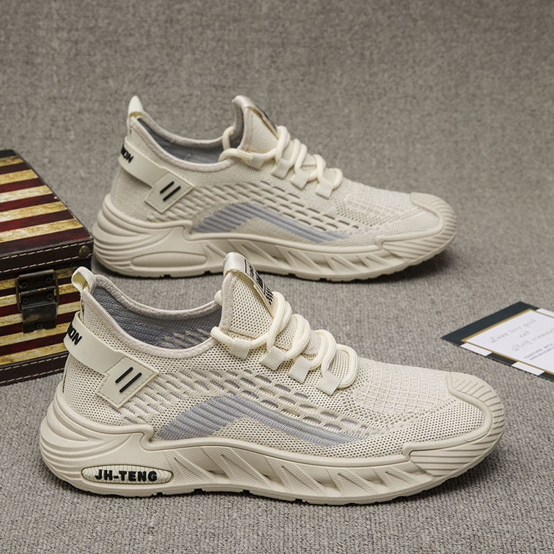 Spring New Men's Shoes, Breathable Men's Casual Running Shoes, Men's Mesh Sports Shoes, Men's Cross-Border Fly Woven Shoes