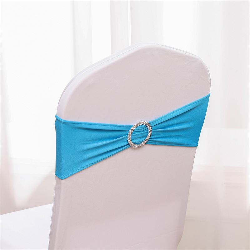Picture of Backrest Flower Stretch Chair Cover Bow Banquet Decoration Free Wedding Ribbon Wedding Hotel Ribbon Stool Strap