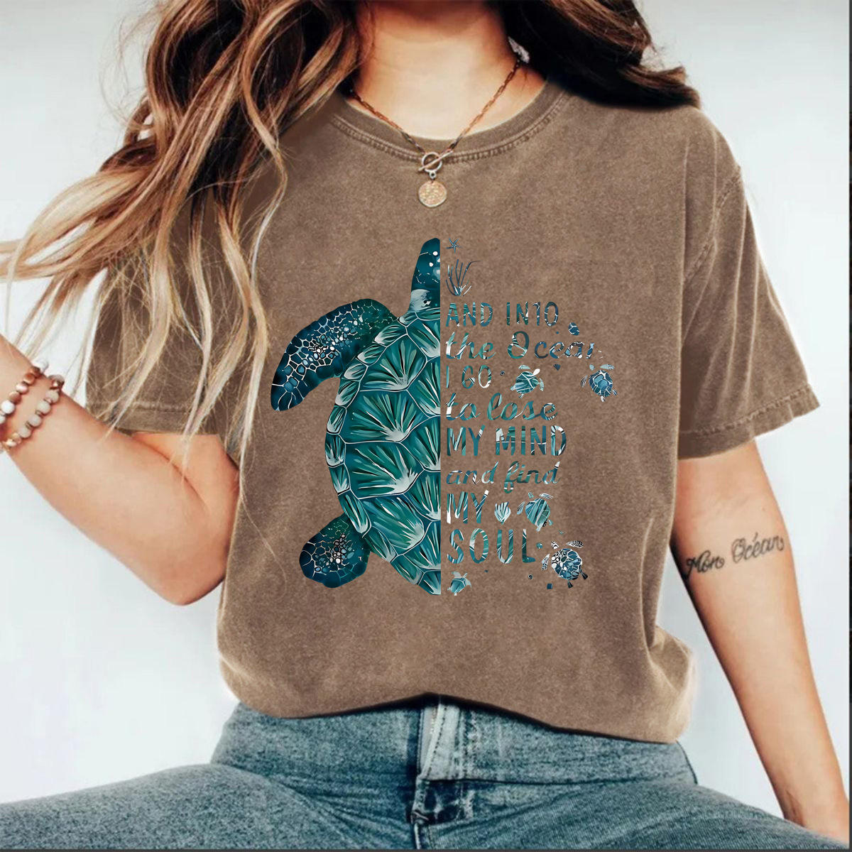 Foreign Trade Women's Summer American Retro Street Heavy Cotton Washed Old T-shirt Men's Turtle Printed T-shirt