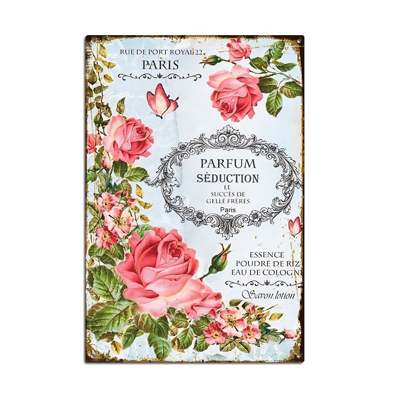 Picture of Cross-border American Country Retro Flower Figure Tin Painting Garden Pastoral Balcony Wall Wall Wall Old Decoration Pendant