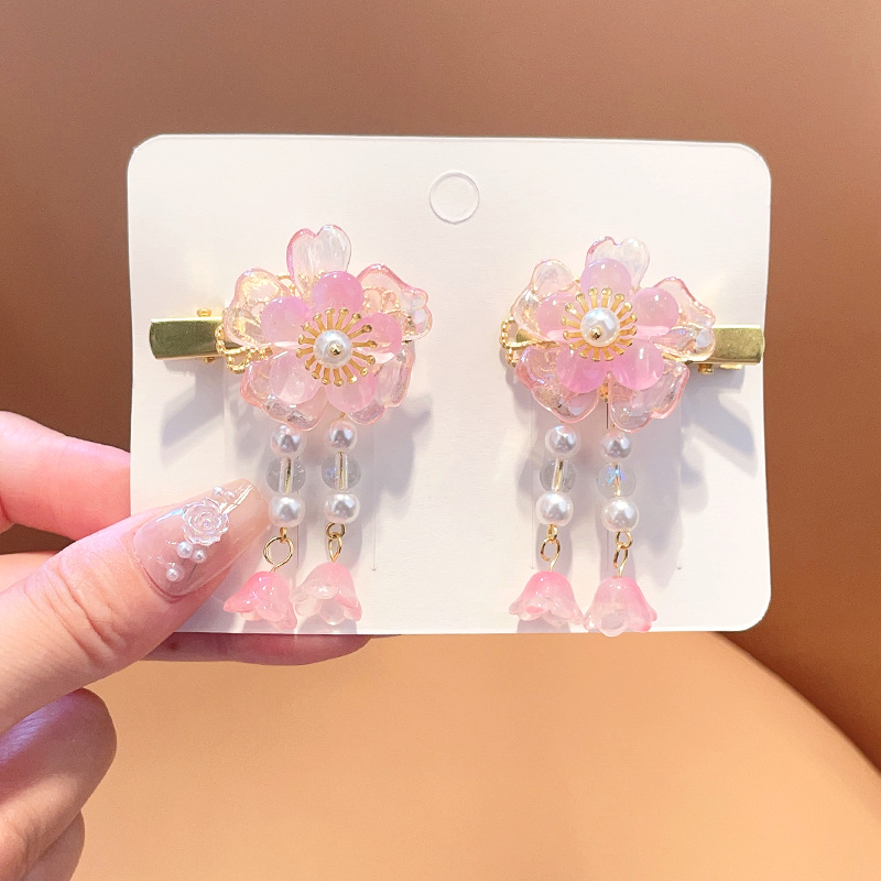 Picture of Hanfu Headwear for Girls and Children Chinese Style Walking Tassel Hairpin for Girls Super Fairy Princess Ancient Dress Flower Hairpin Headwear