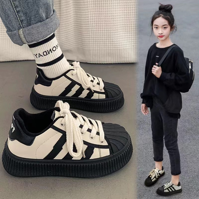 Girls' shoes 2024 autumn and winter new cuhk children's sneaker fashion board shoes non-slip casual biscuits student shoes tide