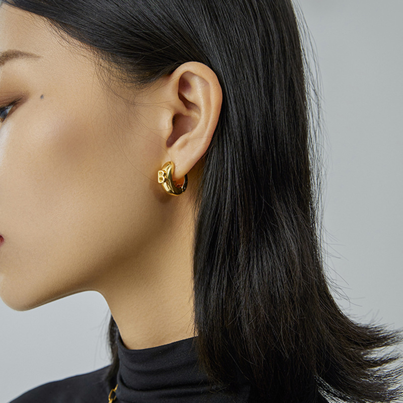 Picture of European and American B Letter Earrings 2020 New European and American Style Earrings Simple Small Cold Earrings Earrings for Women