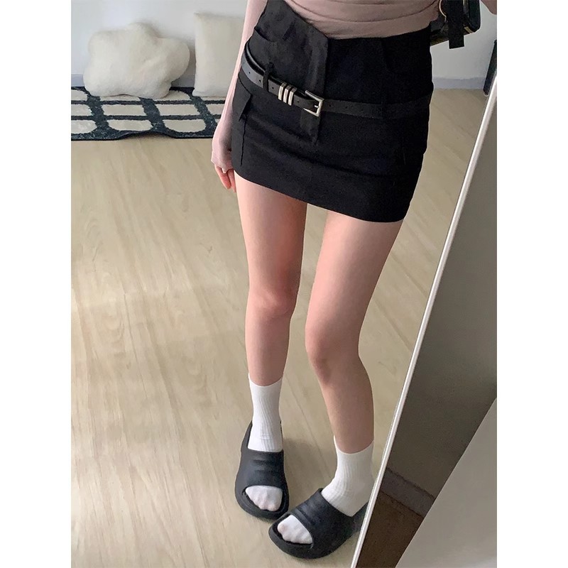 American Style Hot Girl Black Grey All-match Skirt Women's Summer Bag Hip Workwear Short Skirt Skirt Skirt Trousers Design Niche Skirt