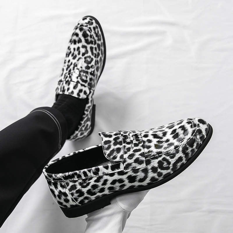 Men's Loafers Cross-Border 46 Large Size Summer New Casual Shoes Fashion Men's Leopard Print Slip-On Leather Shoes Wholesale