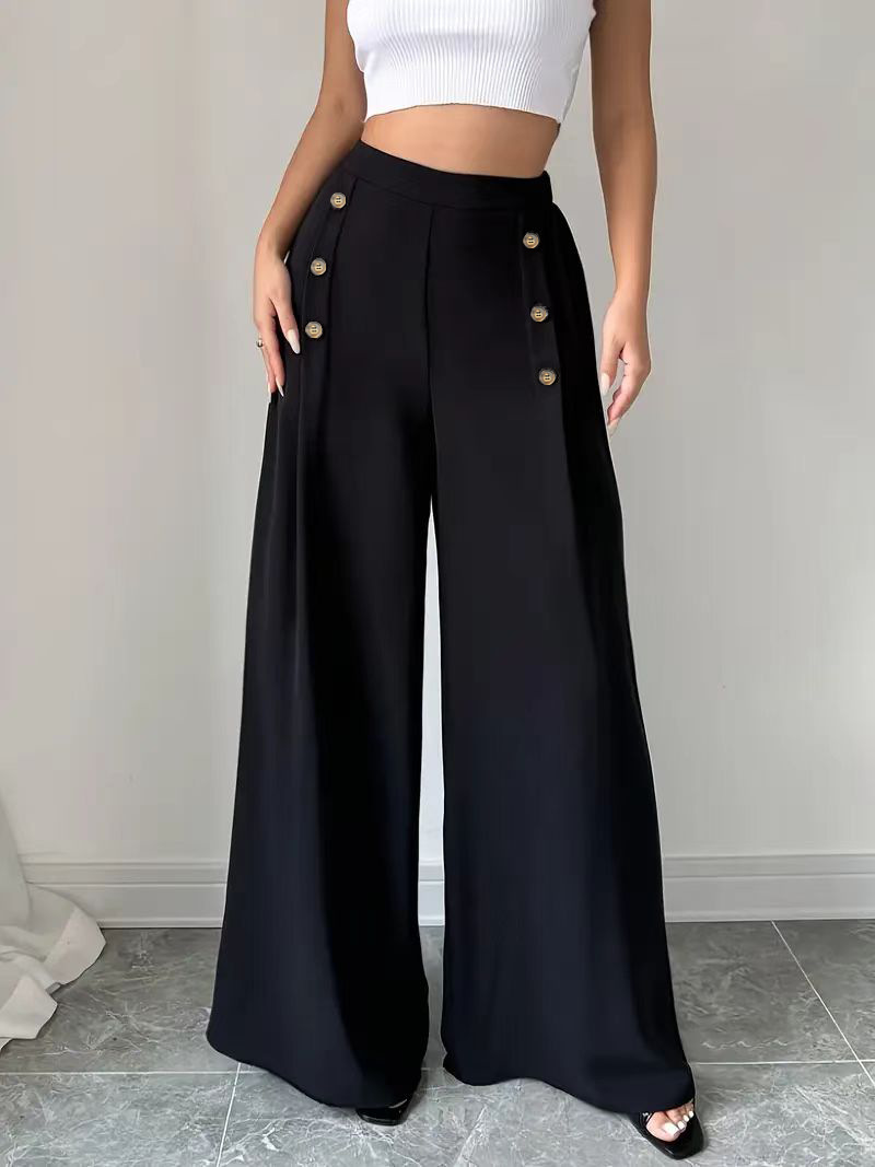Spring and Summer New Design High Waist Solid Color Wide Legs Long Elegant Casual All-match Yujie Commuter Long Pants