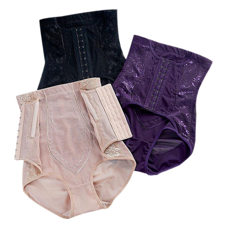 Cross-border Postpartum Restraint Thin Waist Shaping Hip Body Stretch Breathable Mesh High Waist Buckle Body Shaping Pants