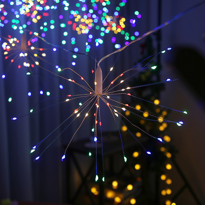 Picture of Solar hanging fireworks lights led lights string creative fireworks lights outdoor waterproof decorative chandelier flashing lights net red