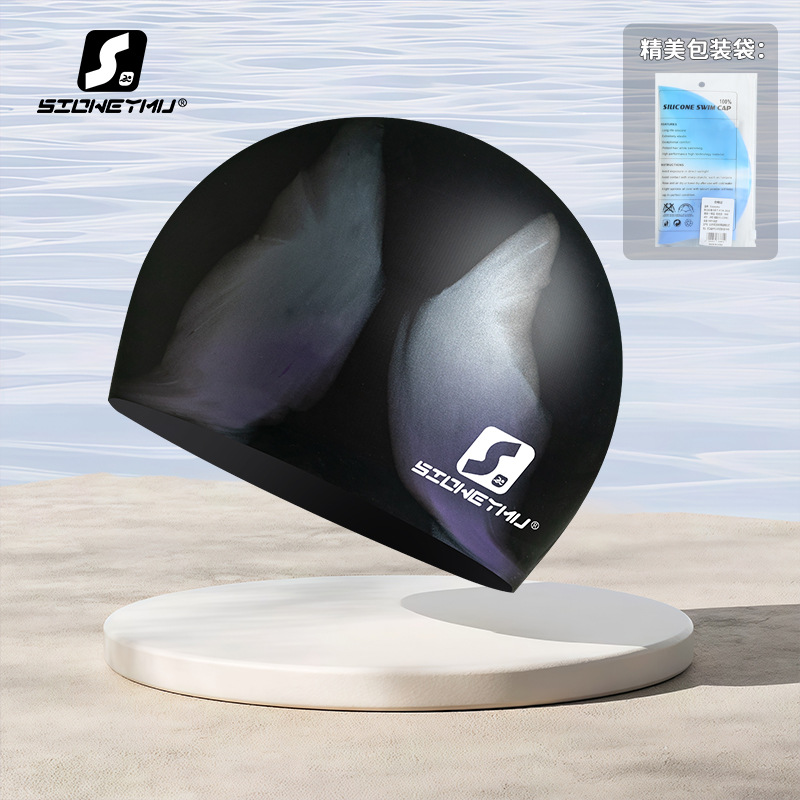 Picture of Adult silicone swimming cap men's and women's solid color Jie Jia same color color plus size Swimming cap manufacturer in stock plus LOGO
