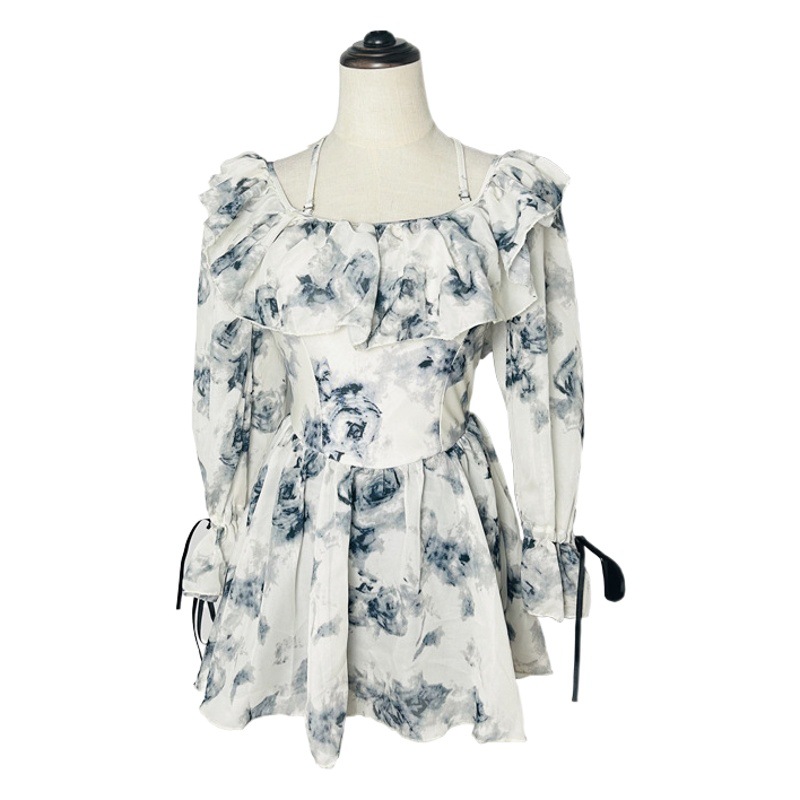 2025 Swimsuit Women's Long-Sleeved Conservative Slimming Look Belly-Covering Fairy Style Korean Ins Style Student Hot Spring Resort Swimsuit