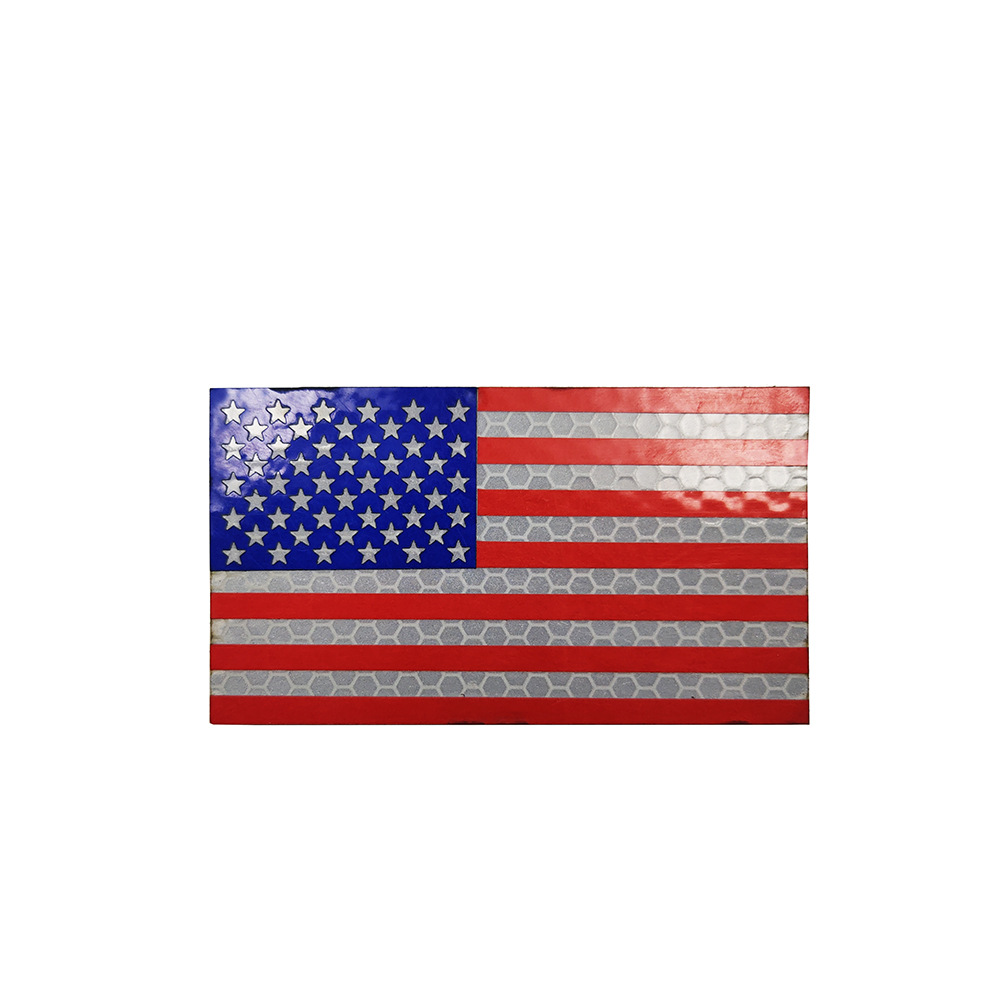 Picture of Haike Outdoor Infrared Reflection US Flag Velcro Laser Cutting Red and Blue Line Stars and Stripes Flag Bag with Stamps M00004