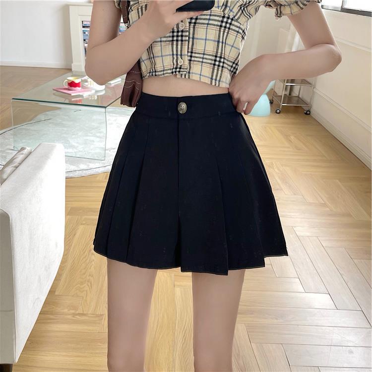 Picture of Fashionable high waist slimming black wide leg pants for women 2024 Summer new elegant irregular suit shorts