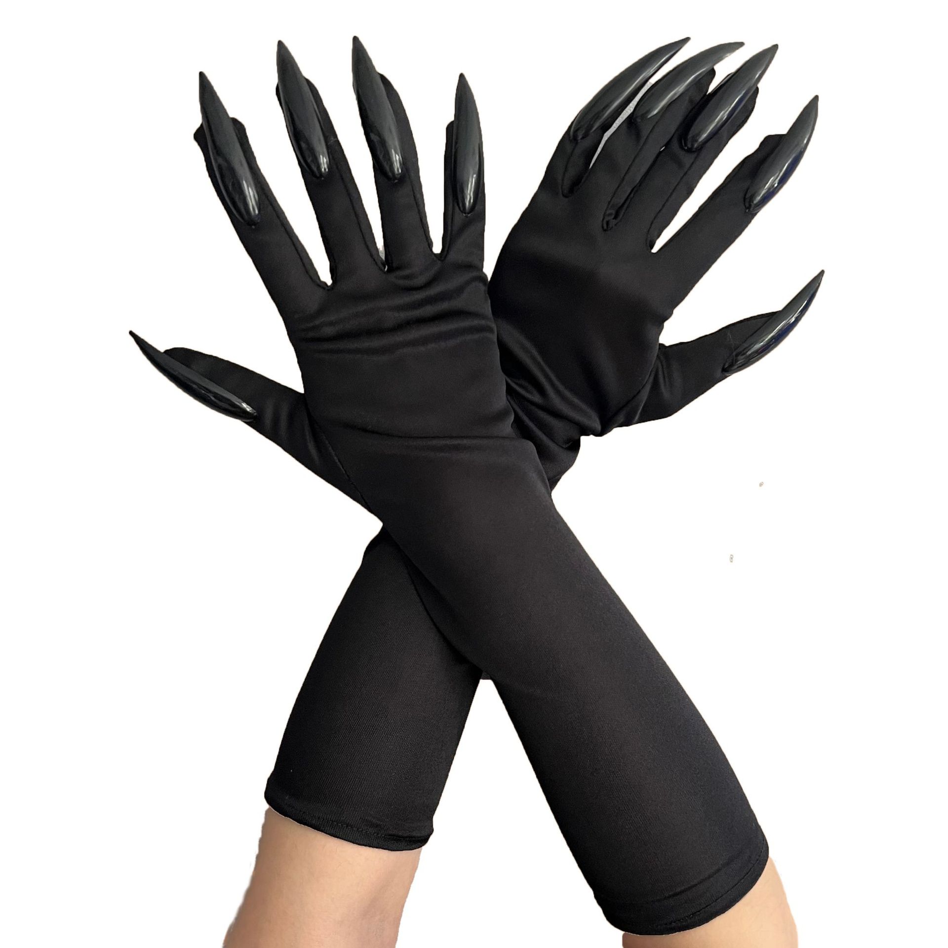 Halloween claw gloves black sequins nails hollowen cosplay prop costume long nails gloves