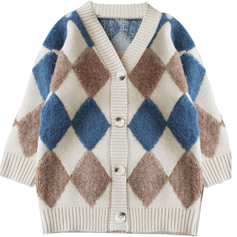 Picture of Spring Autumn Winter Big Children's Velvet Sweater Women's Sweater Knitted Sweater 2022 New Korean Style Thick Best Selling Children's Knitted Cardigan