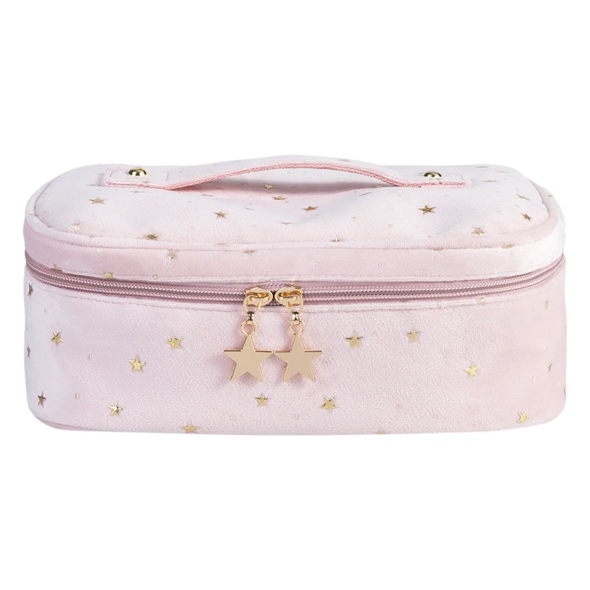 Bronzing Velvet Cosmetic Bag Wash Bag New Nordic Style Instagram Popular Women's Portable Large Capacity Storage Bag Set