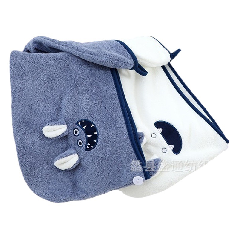 Cross-border New Cartoon Monster Dry Hair Cap Super Absorbent Quick-drying Cute High-value Headwear Scrub Head Shower Cap
