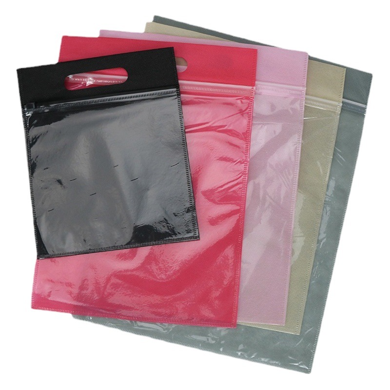 Spot non-woven zipper bag handbag clothing packaging bag wholesale self-sealing bag non-woven transparent zipper bag