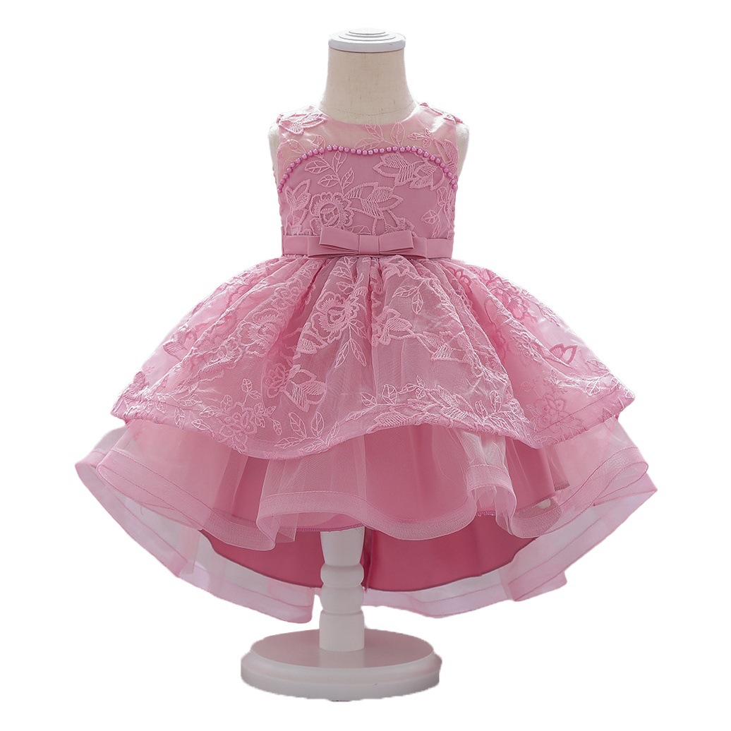 Foreign Trade Amazon Baby Dress Baby Flower Girl Embroidered Tail Girl Dress One-Year-Old Dress Dropshipping
